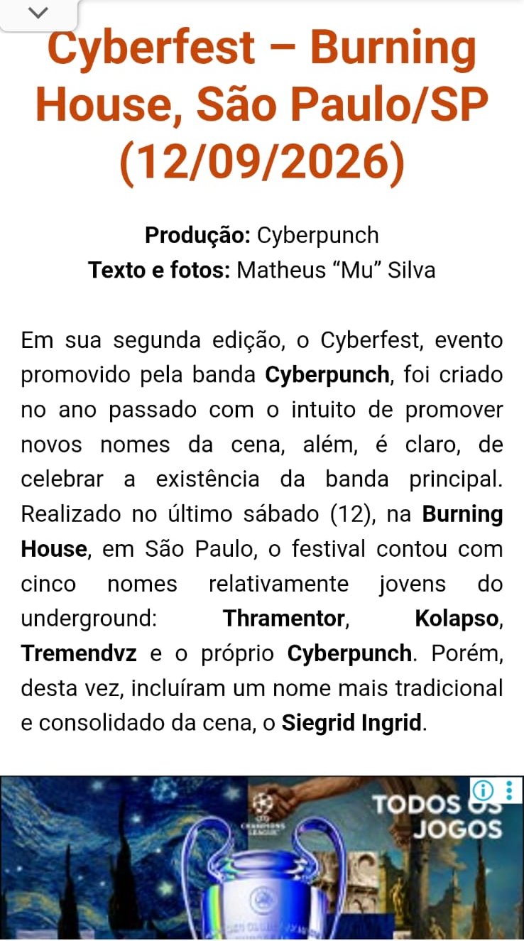 Cyberfest — Burning House, São Paulo (SP) — matéria em Metal na Lata