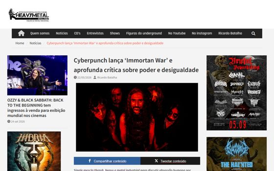 Lançamento do single Immortan War — matéria em Heavy Metal Online