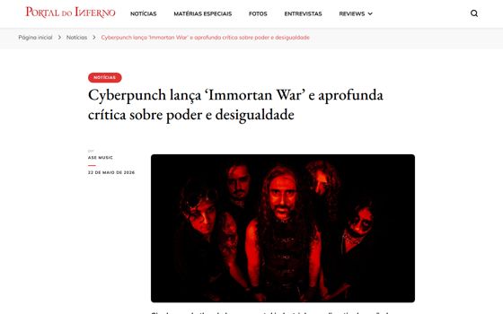 Lançamento do single Immortan War — matéria em Portal do Inferno