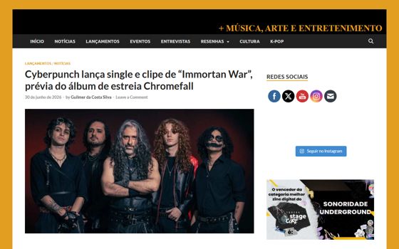 Lançamento do single Immortan War — matéria em Sonoridade Underground